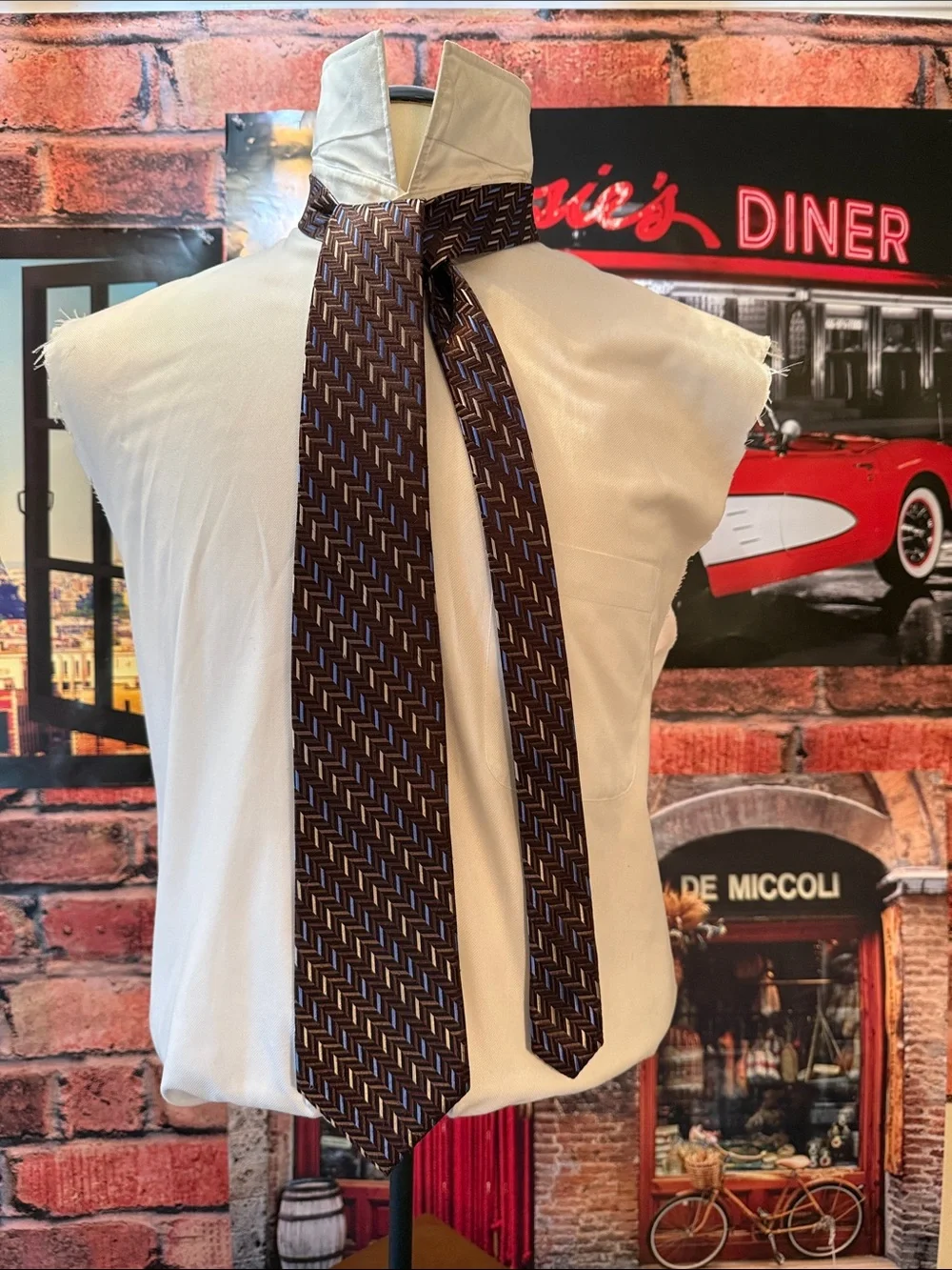 Michael Kors Brown and Blue Patterned Men's Tie
